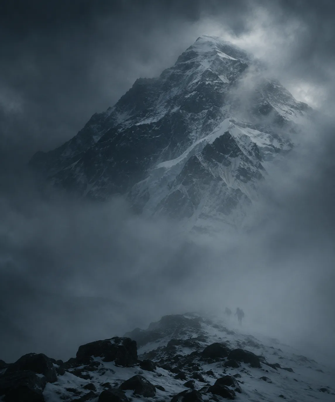 Square image featuring an overlay of the book cover for "The Everest Mystery: Sandy Irvine, George Mallory, and the Truth Still Buried on Everest" by Julie Summers and Jochen Hemmleb.
